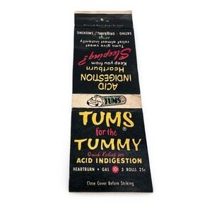 Vintage Tums for the Tummy Matchbook Cover Nature's Remedy Advertising Ephemera